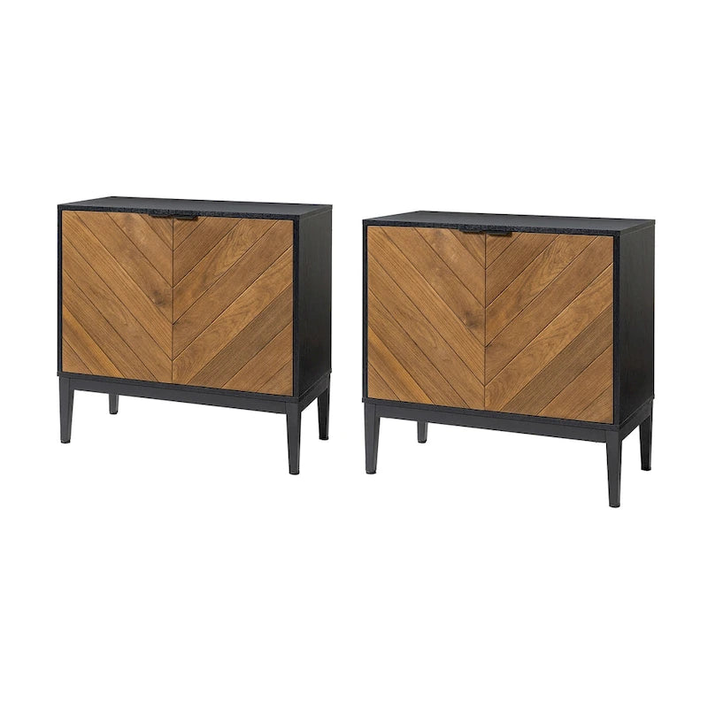 Jakob Modern 2 Doors Storage Cabinet Set with Adjustable Shelf Set of 2 By HOLALA HOME