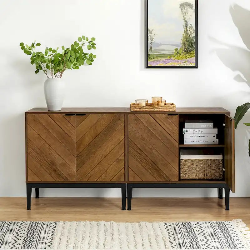 Jakob Modern 2 Doors Storage Cabinet Set with Adjustable Shelf Set of 2 By HOLALA HOME