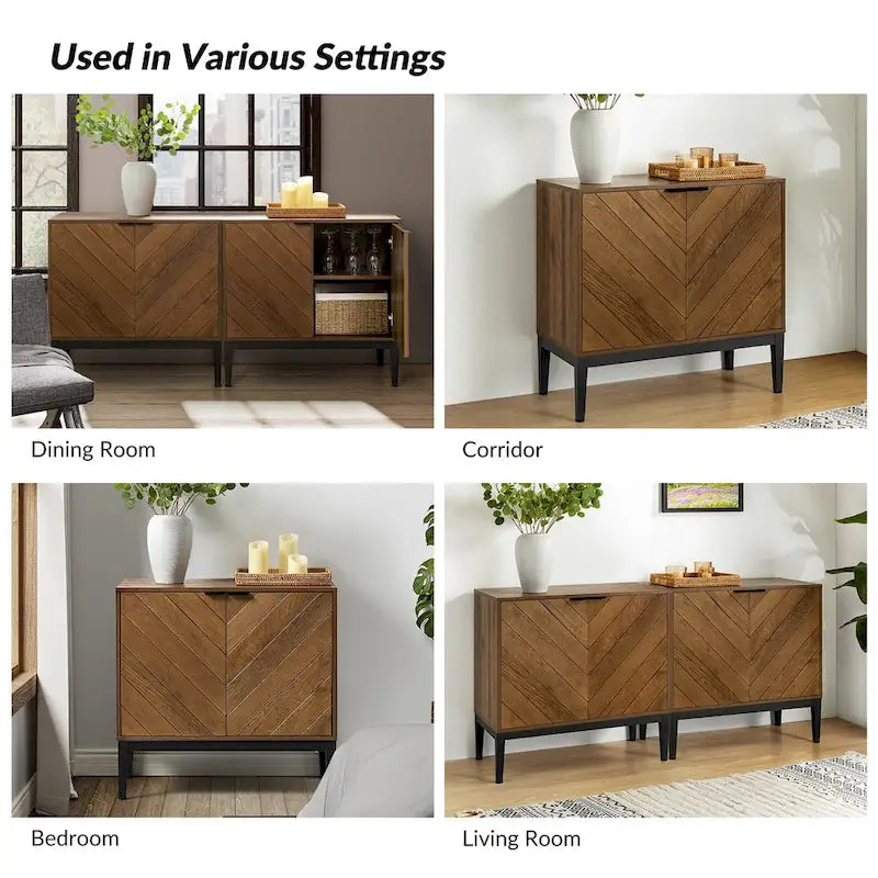 Jakob Modern 2 Doors Storage Cabinet Set with Adjustable Shelf Set of 2 By HOLALA HOME