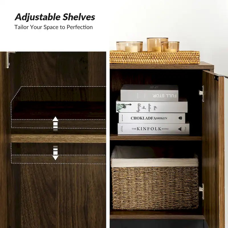 Jakob Modern 2 Doors Storage Cabinet Set with Adjustable Shelf Set of 2 By HOLALA HOME