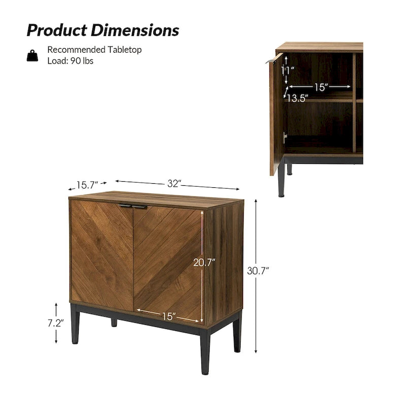 Jakob Modern 2 Doors Storage Cabinet Set with Adjustable Shelf Set of 2 By HOLALA HOME