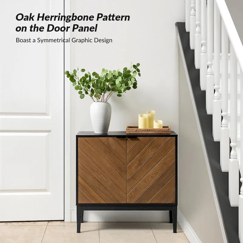 Jakob Modern 2 Doors Storage Cabinet Set with Adjustable Shelf Set of 2 By HOLALA HOME