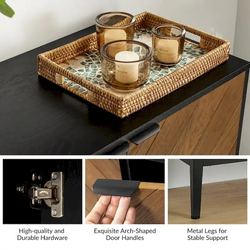 Jakob Modern 2 Doors Storage Cabinet Set with Adjustable Shelf Set of 2 By HOLALA HOME