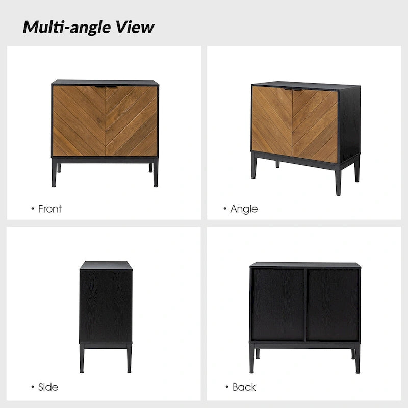 Jakob Modern 2 Doors Storage Cabinet Set with Adjustable Shelf Set of 2 By HOLALA HOME