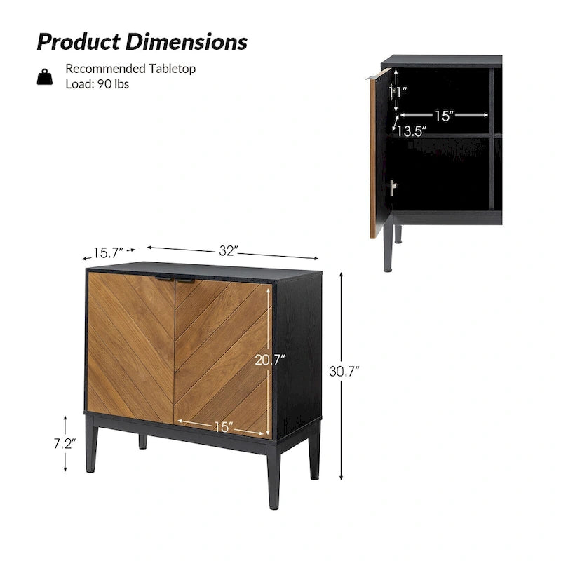 Jakob Modern 2 Doors Storage Cabinet Set with Adjustable Shelf Set of 2 By HOLALA HOME