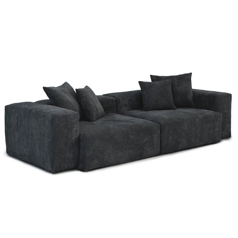 Corduroy Upholstered Deep Seat Comfy Sofa&Couches with Solid Wood Legs for Living Room