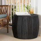Household Essentials Handwoven Resin Barrel Side Table Storage Container