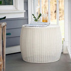 Household Essentials Handwoven Resin Barrel Side Table Storage Container