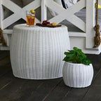 Household Essentials Handwoven Resin Barrel Side Table Storage Container