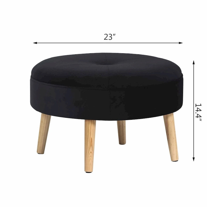 Adeco Carrington Juttersbo Round Tufted Fabric Ottoman