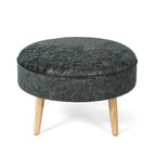 Adeco Carrington Juttersbo Round Tufted Fabric Ottoman