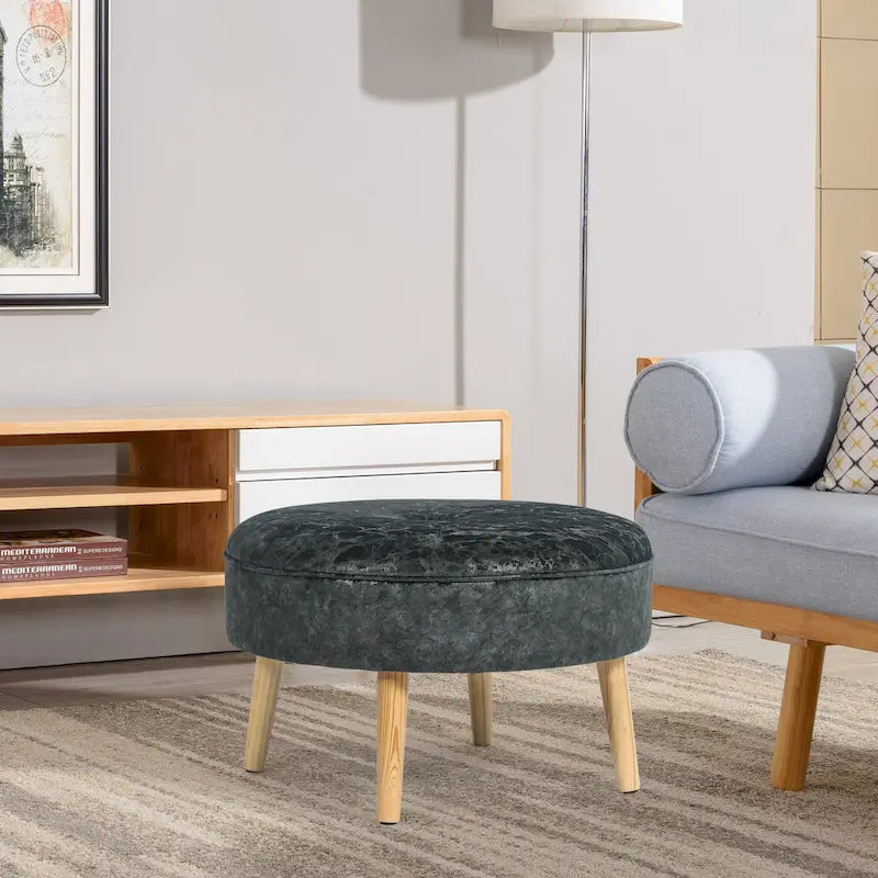 Adeco Carrington Juttersbo Round Tufted Fabric Ottoman