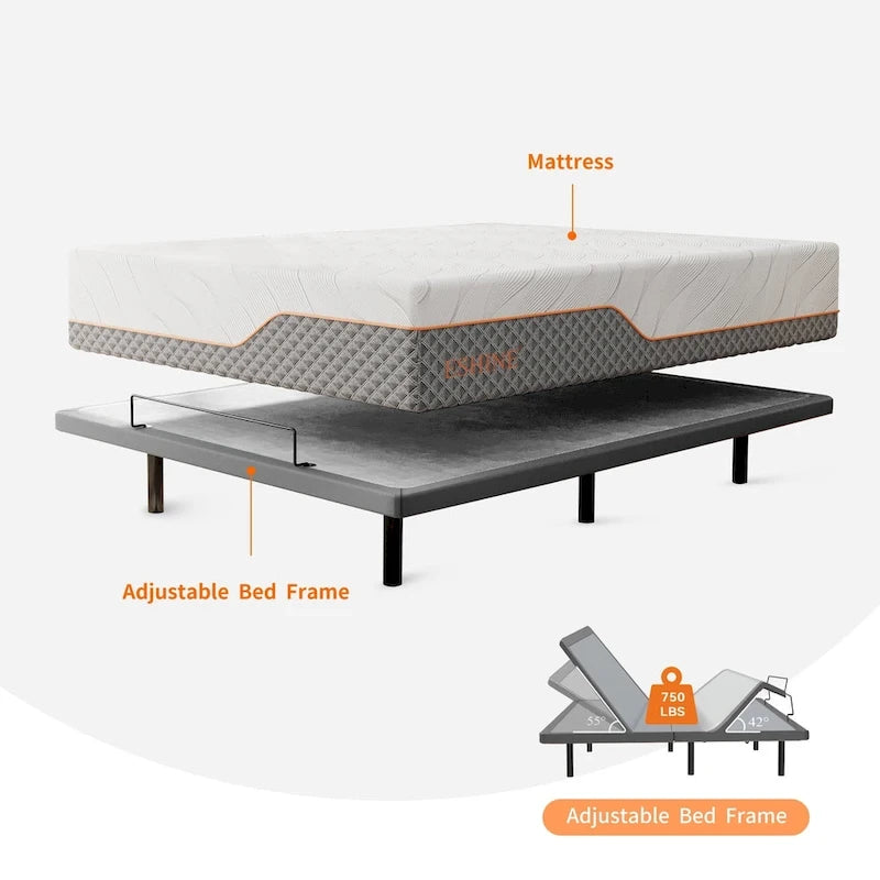 ESHINE Adjustable Bed Frame, with Massage
