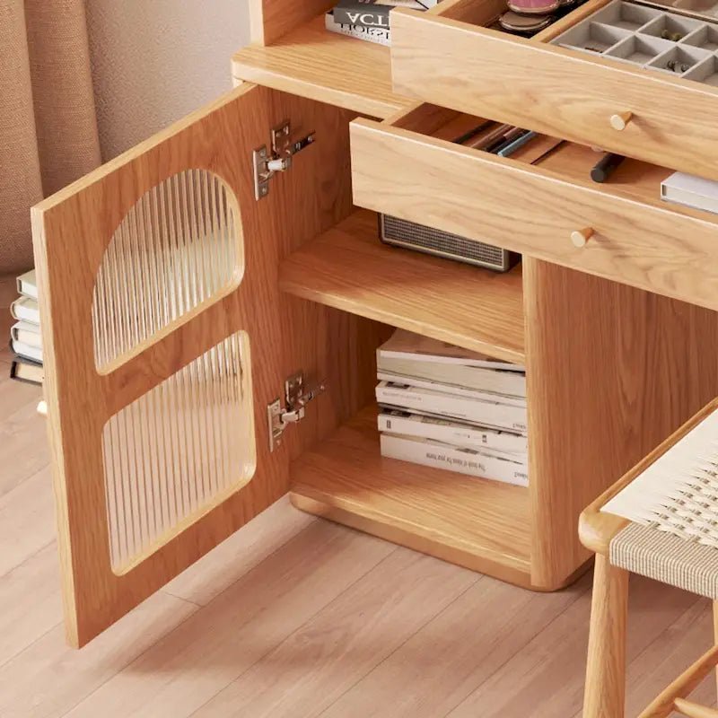 JASIWAY Vanity Set Makeup Table with 3 Drawers, Wood