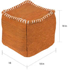 Solid Rosa Square Jute 18-inch Pouf