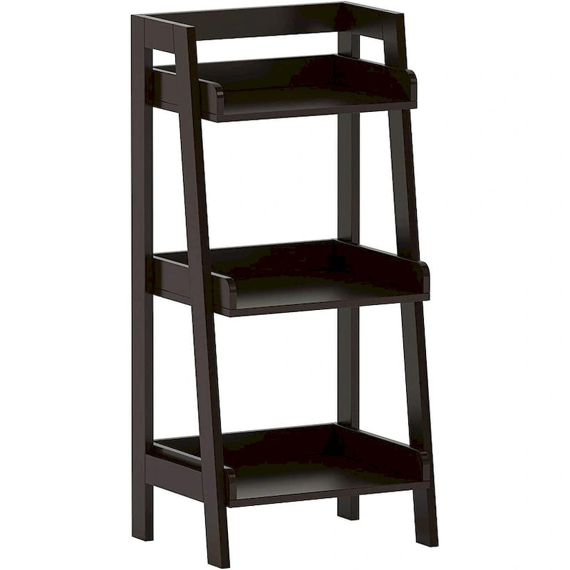 UTEX 3-Tier Ladder Shelf, Bathroom Shelf Freestanding, 3-Shelf Spacesaver Open Wood Shelving Unit, Ladder Shelf (White)