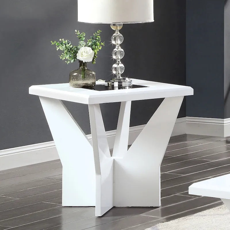 Ameena Contemporary 22-inch Glass Top End Table by Furniture of America