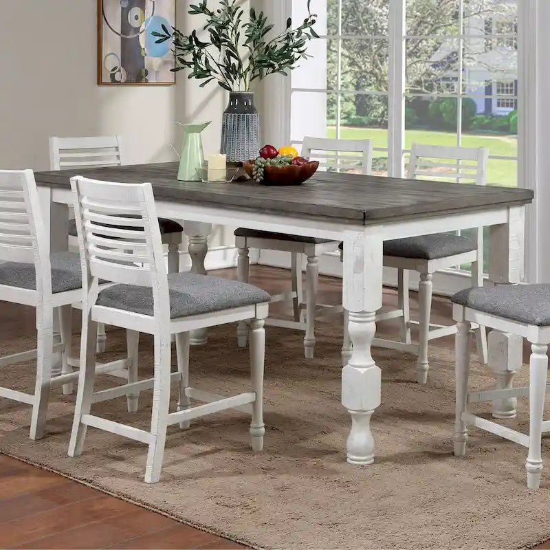 Furniture of America Ionessa Rustic Antique White 79-inch Counter Height Table