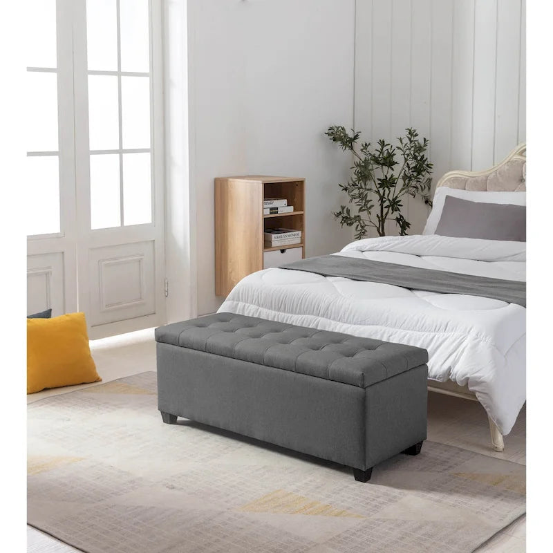 Porthos Home Ved Storage Bench, Flip Top, Fabric Upholstery