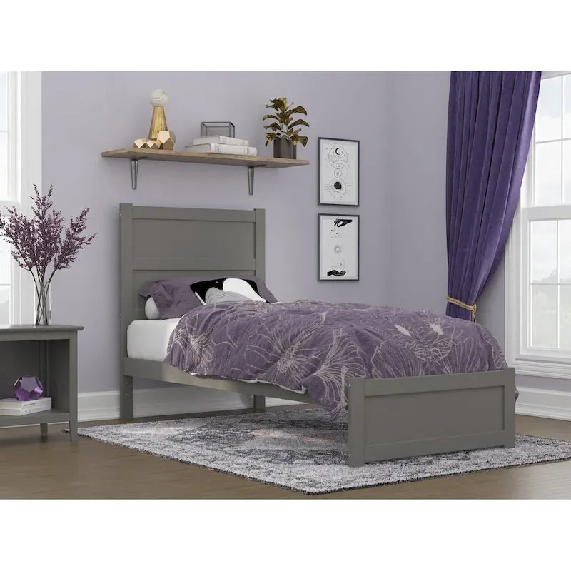 NoHo Twin Extra Long Bed with Footboard in Grey