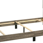 Full Size Wooden Bed with Panel Design Headboard, Rustic Brown