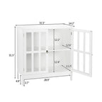 Transparent Door Free Standing Accent Storage Cabinet For Kitchen Dining White