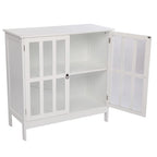 Transparent Door Free Standing Accent Storage Cabinet For Kitchen Dining White
