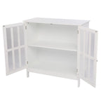 Transparent Door Free Standing Accent Storage Cabinet For Kitchen Dining White