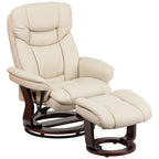Contemporary Multi-Position Recliner and Curved Ottoman with Swivel Base - 34 - 44.5D x 33W x 41.25H