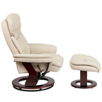 Contemporary Multi-Position Recliner and Curved Ottoman with Swivel Base - 34 - 44.5D x 33W x 41.25H