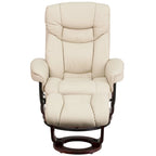 Contemporary Multi-Position Recliner and Curved Ottoman with Swivel Base - 34 - 44.5D x 33W x 41.25H