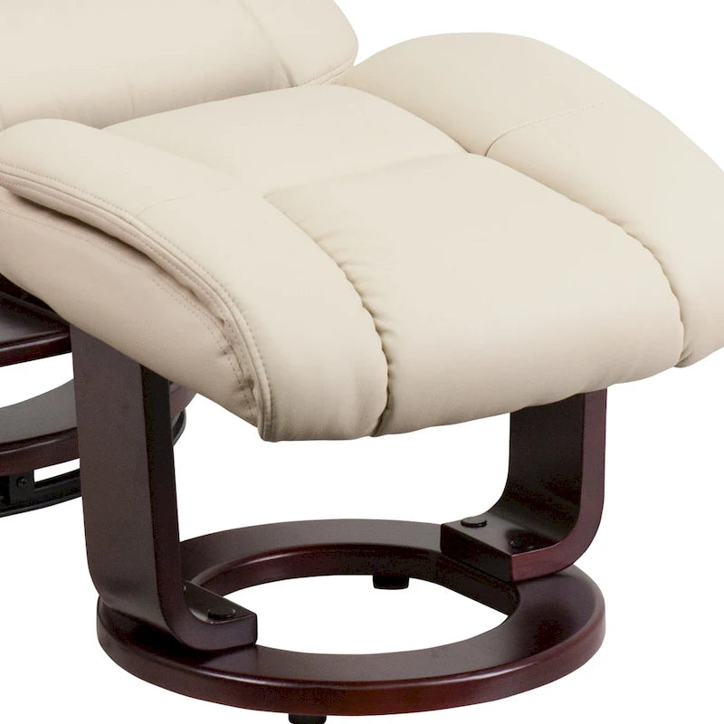 Contemporary Multi-Position Recliner and Curved Ottoman with Swivel Base - 34 - 44.5D x 33W x 41.25H