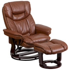 Contemporary Multi-Position Recliner and Curved Ottoman with Swivel Base - 34 - 44.5D x 33W x 41.25H