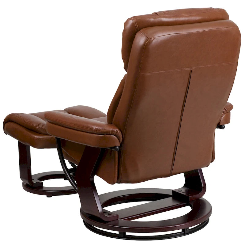 Contemporary Multi-Position Recliner and Curved Ottoman with Swivel Base - 34 - 44.5D x 33W x 41.25H