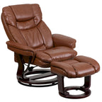 Contemporary Multi-Position Recliner and Curved Ottoman with Swivel Base - 34 - 44.5D x 33W x 41.25H