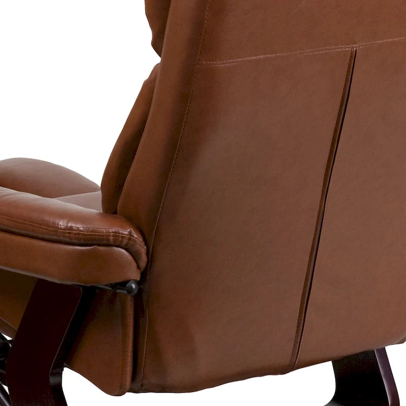 Contemporary Multi-Position Recliner and Curved Ottoman with Swivel Base - 34 - 44.5D x 33W x 41.25H