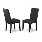 East West Furniture Kitchen Table Set- a Round Table and Black Color Linen Fabric Chairs, Black (Pieces Option)