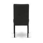 East West Furniture Kitchen Table Set- a Round Table and Black Color Linen Fabric Chairs, Black (Pieces Option)