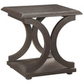 Contemporary Style C-Shaped End Table With Open Shelf & Tabletop, Espresso Brown