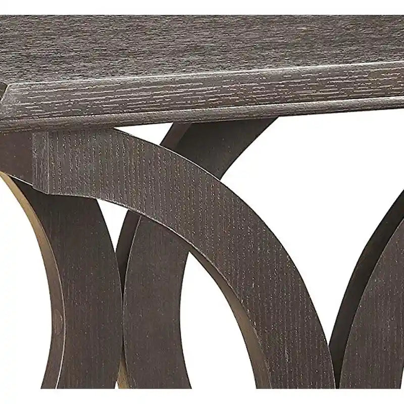 Contemporary Style C-Shaped End Table With Open Shelf & Tabletop, Espresso Brown