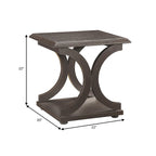 Contemporary Style C-Shaped End Table With Open Shelf & Tabletop, Espresso Brown