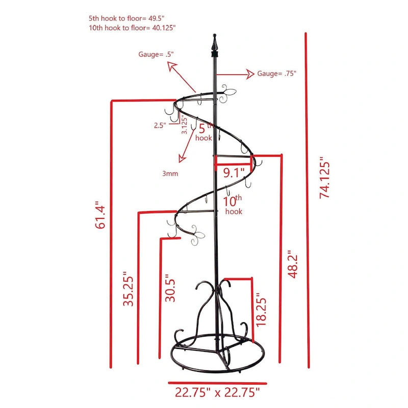 Brown Metal Classic Spiral Purse Tree