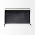 Fieri White Marble Top w/Black Solid Iron Frame Kitchen Island - 58W x 32D x 37H