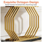 39.37 Gold Console Table, Modern White Marble Sofa Table with Geometric Metal Base