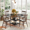 Kitchen Table Dining Table for 4 with Storage Shelf Metal Legs Wood Table Top for Home Dining Room Living Room