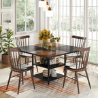 Kitchen Table Dining Table for 4 with Storage Shelf Metal Legs Wood Table Top for Home Dining Room Living Room