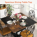 Kitchen Table Dining Table for 4 with Storage Shelf Metal Legs Wood Table Top for Home Dining Room Living Room