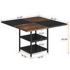Kitchen Table Dining Table for 4 with Storage Shelf Metal Legs Wood Table Top for Home Dining Room Living Room