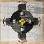 Kitchen Table Dining Table for 4 with Storage Shelf Metal Legs Wood Table Top for Home Dining Room Living Room