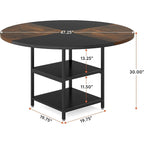 Kitchen Table Dining Table for 4 with Storage Shelf Metal Legs Wood Table Top for Home Dining Room Living Room